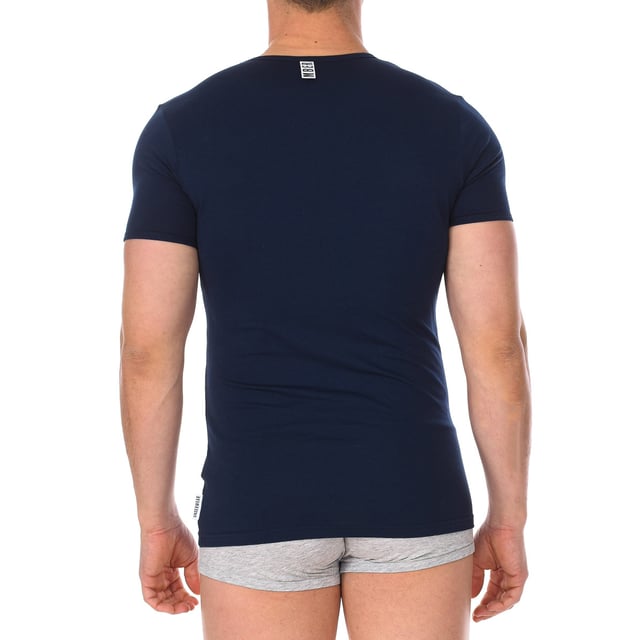 Bikkembergs short sleeve t-shirt.
 V-neck with ribbed finish.
 Fabric label personalized by the brand on the back of the neck.
 Comfortable and breathable fabric.
 Seams seen in tone.
 Composition: 95% Cotton, 5% Elastane
 Care:
Care:
 -Wash at max temperature. 40ºC.
 -Do not use bleach.
 -Supports dry cleaning.
 -Allows you to use a dryer.
 -Iron at max temperature. 130ºC.