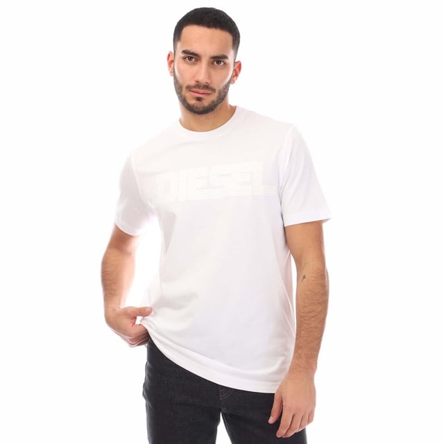 Mens Diesel T-Just 12-5 T-Shirt in white.- Ribbed crew neck.- Short sleeves.- Slim fit.- 100% Cotton.- Ref: A16861RPATI100
