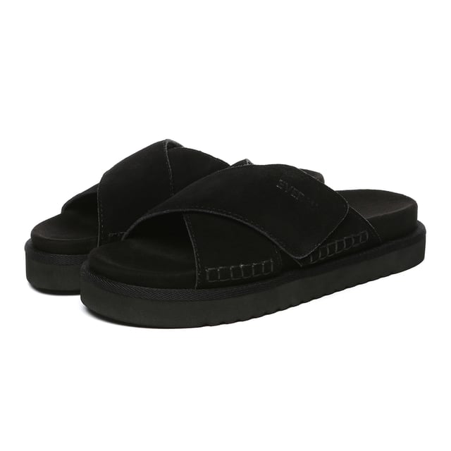The Rose Slides seamlessly blend comfort and style. Made from smooth, sturdy cow suede, these open-toe sandals ensure exceptional comfort and durability. Featuring a flat heel, they're perfect for all-day wear, making them an ideal choice for both holidays and daily use.

Product No. EAU2011

Description:
- Cow Suede Upper
Fibre Lining
Fibre Insole
- EVA Sole