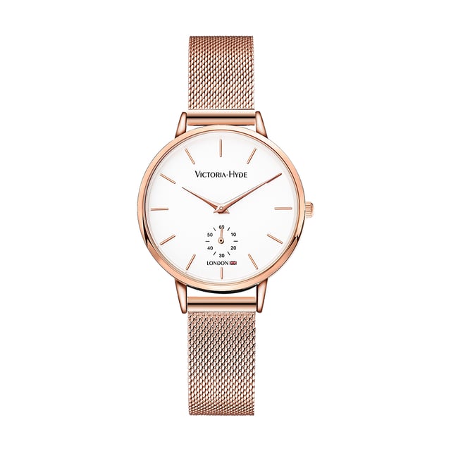 This wristwatch in a classic design is not only classy and timeless, but can also be combined with any outfit. With a size of 34mm, this ladies' watch is one of the more discreet variants from the Metropolitan collection. With its matte white dial and rose gold mesh band, it is the perfect companion for both day and evening wear. The watch strap is easily interchangeable with other 14mm straps, allowing you to customize the watch and match your personal look. The small second movement on the dial is not only a symbol of style, but also lets you know the time accurately at all times. The rose-gold metal case perfects the timeless chic in a special way. The clasp, also rose gold, with simple click system is quick and easy to open and close.

Movement：Miyota 2035
Glass：Mineral glass
Watch band material： Stainless steel mesh band
Case diameter： 34 mm
Case thickness：8.0 mm
Water resistant：3 atm
Watch strap length：190 mm
Watch strap width : 14 mm