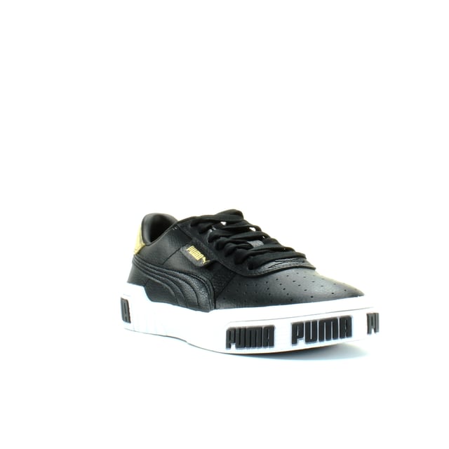 Puma Cali Bold Metallic Zwart Goud Leren Veterschoenen Dames 371207 02