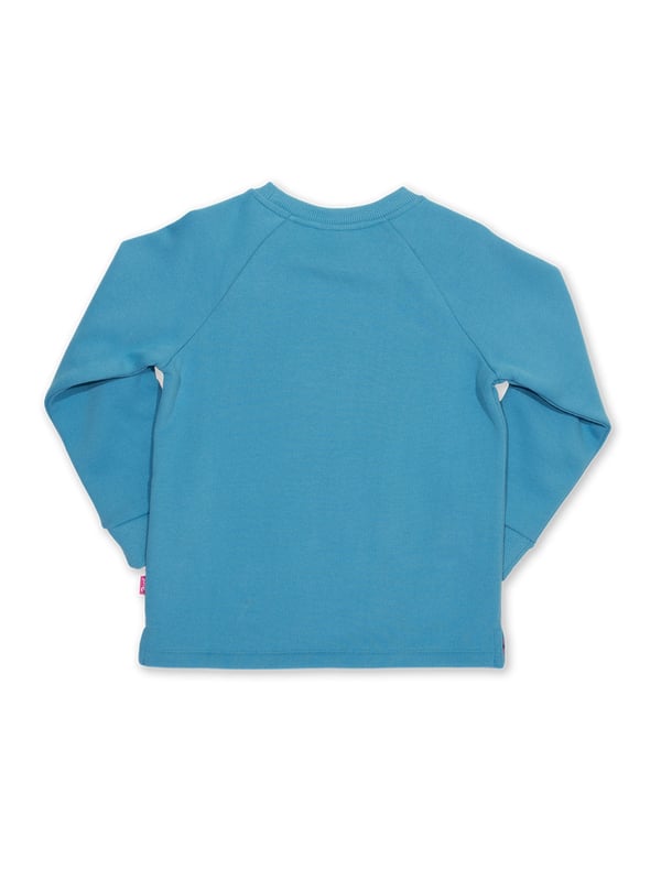 100% organic cotton | Proud to be certified to the Global Organic Textile Standard (GOTS) | Ladybird appliqué design featuring our flower patch print | OEKO-TEX Standard 100 (Product class I) appliqué backing | Cornflower blue | Brush back sweat fabric 3 ply (290-300 gsm) | Coconut button raglan sleeve opening (up to and including size 3 years) | Long sleeved | Round neck | Ribbed neckline and cuffs | Made in Turkey | Machine washable at 40 degrees, or at 30 degrees to be kinder to the planet