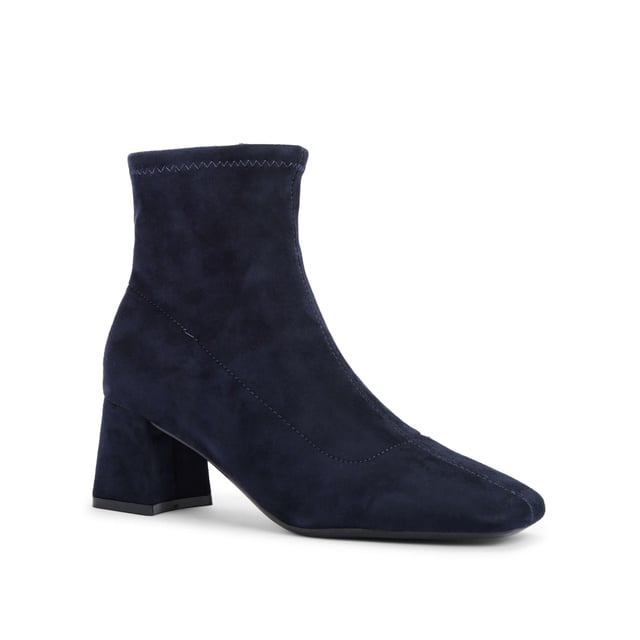 The Quant Ankle Boot is crafted from a navy microsuede. This boot has a higher ankle and block style heel.