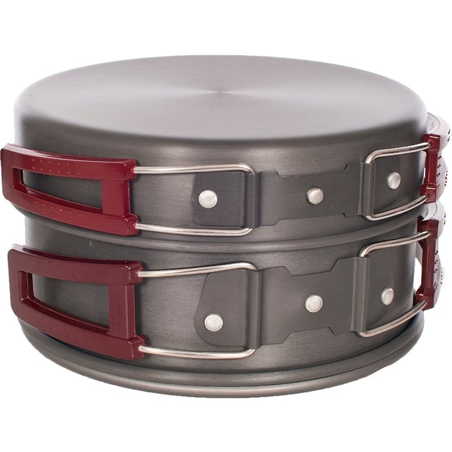 If you have a group of hungry bellies to fill, you need cooking utensils big enough to whip up lots of filling meals, so Trespass have brought you the Reheat camping pot set. Including a large cooking pot with lid and a frying pan, you can put together a big pot of soup for dinner and bacon rolls in the morning. Both parts have foldaway handles and stack for easy storage in the supplied bag. Non-stick for easy cleaning, the Reheat camp cooking set is ideal for seasoned campers who like to work a little culinary magic round the campfire.