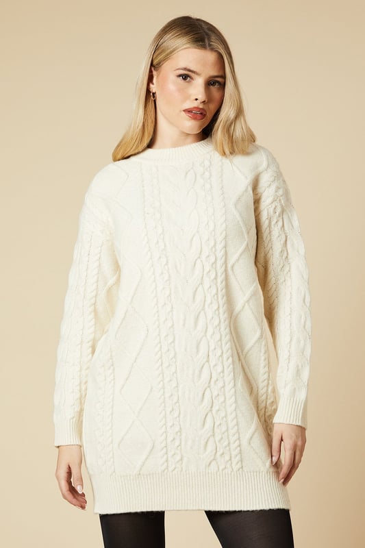 cable knit tunic dress Cable Rib Knitted Dress