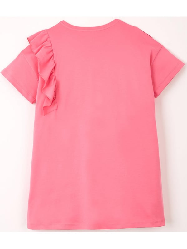 • 100% Cotton • Features asymmetric frilled trims to the front. Subtle Pucci branding to the longer frill. Round neckline. Short sleeves
