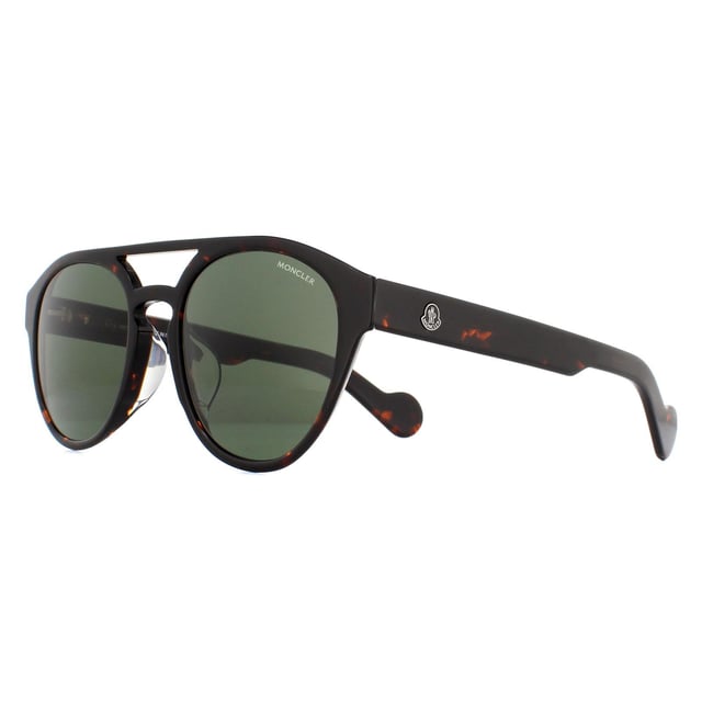 Moncler Sunglasses ML0075F 52N Dark Havana Green are a statement pair with rounded lenses and top bar. The lightweight acetate frame features the Moncler logo on the temples for brand recognition.