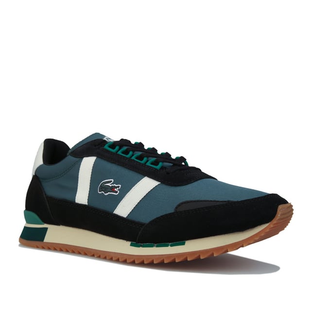Men's Lacoste Partner Retro Trainers in Green Mens Lacoste Partner Retro Trainers in green.- Leather and suede uppers.- Lace up fastening.- Lacoste patch on the tongue.- Tonal branding on the heel and a green embroidered crocodile on the quarter.- Rubber outsole.- Suede and Leather upper Textile lining Synthetic sole.- Ref: 738SMA00061X3