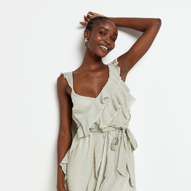 River island frill detail midi dress 2025