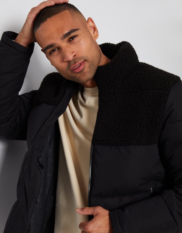 Black borg puffer jacket discount