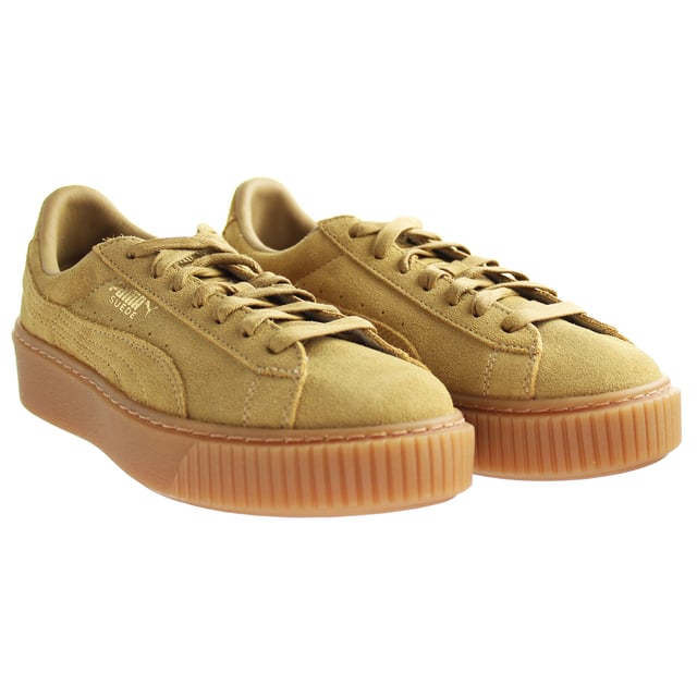 Puma suede platform oatmeal gold clearance