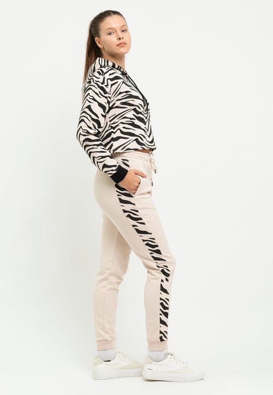 Tom Barron Damen Stylischer Zebra-Trainingsanzug-Set