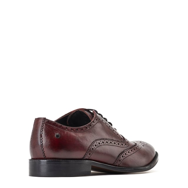 Base London Mens Darcy Burnished Bordo Leather Brogue Shoes