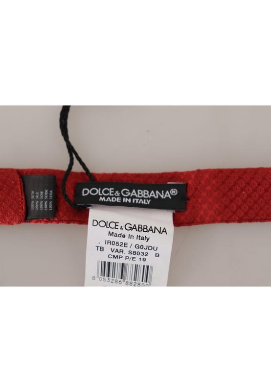 Absolutely stunning 100% Authentic brand new with tags
  From the exclusive Dolce & Gabbana collection
  Color: Red
  Model: Tied
  Material: 100% Silk
  Adjustable length neck strap one size
  Made In Italy
  Width: 4cm