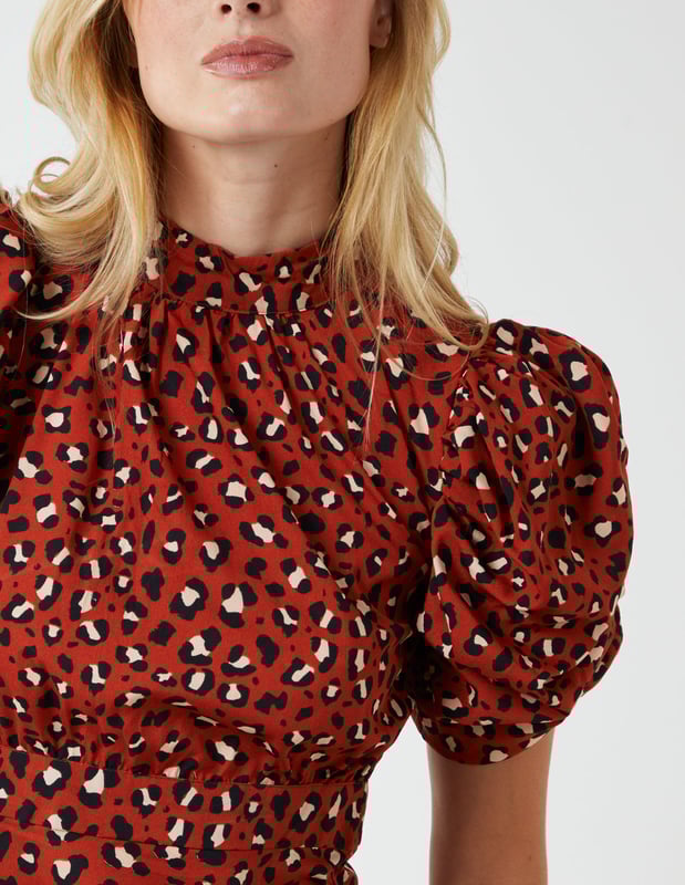 Blue vanilla red leopard print dress sales