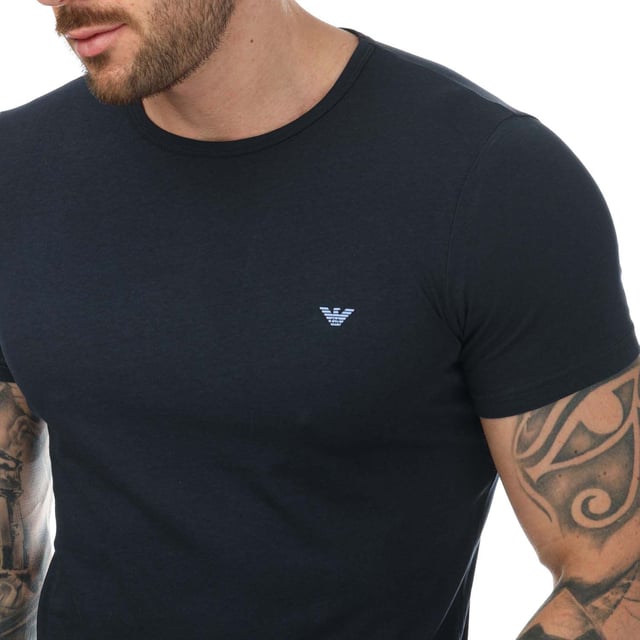 Men's Emporio Armani 2 Pack Assorted Crew Neck T- Shirt in navy.- Round neckline.- Short sleeves.- 2-piece set.- Printed logo.- Straight hem.- 100% Cotton.- Ref: 1112674R722.