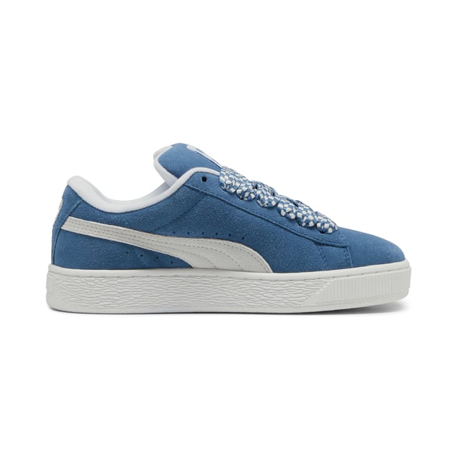 Zapatillas Puma Suede XL Lace para mujer, azules, fabricadas en ante y suela de goma. Presentan: parte superior de ante suave, cuello acolchado y cordones anchos.