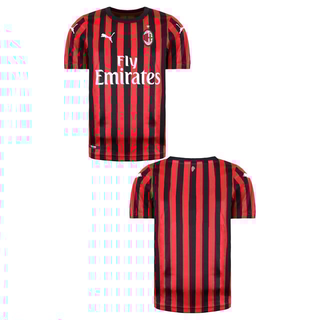 Puma AC Milan Short Sleeve Round Neck Black Red Kids Football T-Shirt 755861 01