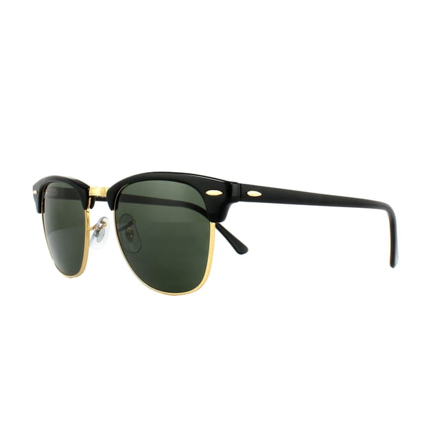 Ray-Ban Sunglasses Clubmaster 3016 W0365 Black Green G-15 Small 49mm were designed in 1986 and are inspired by the 50s and 60s lifestyle. The Ray-Ban Clubmaster are an intellectual retro style that feature curved lenses, elegantly tapered arms and vintage pin hinges. The top half of the full rimmed lenses are enclosed by a bold acetate frame and this design feature creates a strong brow line that is sure to make you stand out from the crowd. The frame is lightweight and the adjustable nose pads create a personalised and comfortable fit. The Clubmaster is a timeless design that Ray-Ban continue to adapt with the use of colour to add a contemporary feel to the vintage style.