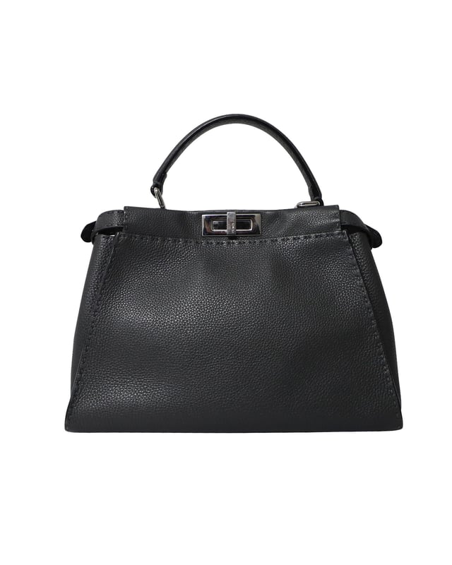 Fendi Peekaboo Mini Selleria Bag in Black Leather