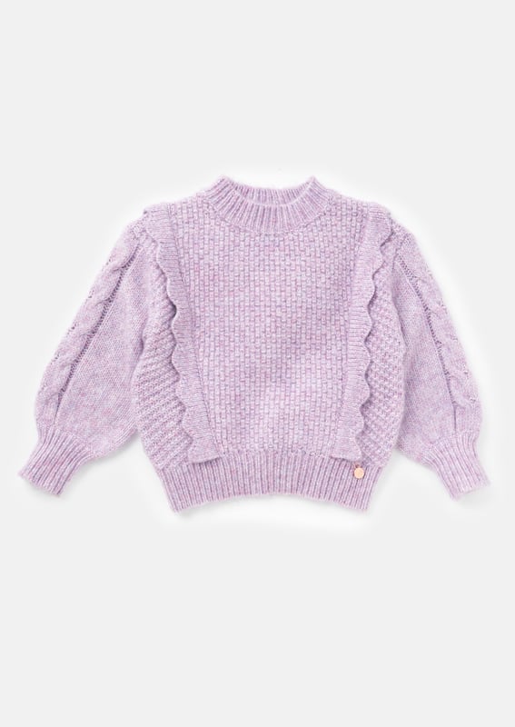 We   this jumper a lot! Super soft fluffy yarn with scrumptious scallop detailing. wear with denim or cargos. You'll be begging for a cold snap. About me: 33% Polyester 37%Polyester 20%ACRYLIC 10%Nylon Angel & Rocket cares: I am made with Recycled Polyester Look After Me: Think Planet. Wash At 30C.