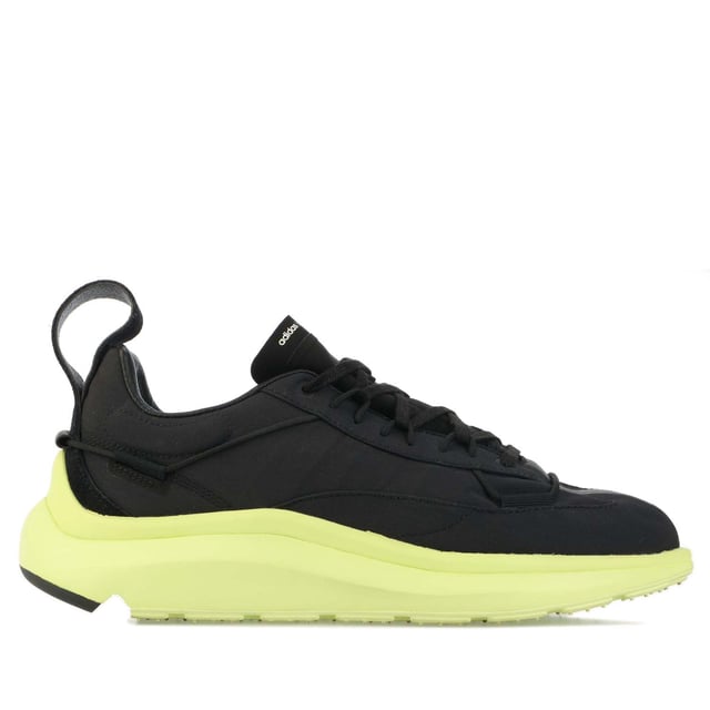 Mens Y-3 Shiku Run Trainers in black yellow.- Leather upper.- Lace closure.- Padded ankle.- Tonal pull-tab.- Round toe.- Contrasting printed logo on the tongue.- Embossed logo on the inside.- Moulded sole.- Ref: GZ9139