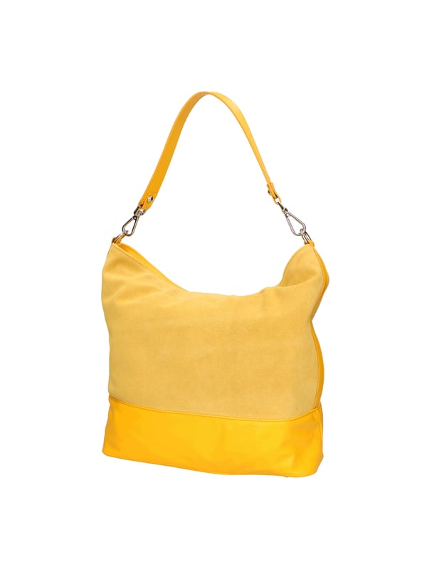 Bolso bandolera de mujer de dos compartimentos en piel serraje más salvaje, con bandolera extraíble. Producto artesanal italiano. Hecho en Italia
