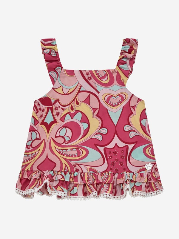 Introducing the Guess Girls Paisley Sleeveless Top in Pink, a stylish and delightful addition to your young fashionista's Holiday wardrobe. Key features include: Chic Paisley Print: This trendy design adds a playful, modern flair, turning a simple top into a statement. Ultimate Comfort: Crafted from superior fabrics ensuring the utmost comfort during your little one's playtimes and day outs.  Wardrobe Essential: A sure-fire way to refresh your girl's attire with this stunning pastel pink top from Guess. Make your order today for a fashionable update that lets her holiday style shine!