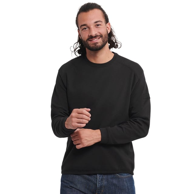 Material: 80% Combed Ringspun Cotton, 20% Polyester. Fabric: Double Layer. Design: Plain. 300gsm. Fabric Technology: Durable, Stain Resistant. Hem: Elasticated, Ribbed. Drop Tail, Elasticated, Heavy Duty, Locker Patch, Pen Holder. Cuff: Elasticated, Ribbed. Sleeve-Type: Long-Sleeved. Neckline: Round Neck. Fastening: Pull Over. Sustainability: Better Cotton Initiative, Oeko-Tex Standard 100 Certified, WRAP Certified. Hardwearing.