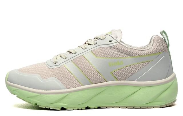 Gola Performance presents the Typhoon, a running shoe created specifically for high performance wear whether its on the roads or in the gym. This womens trainer features Golas premium MotionFoam technology incorporated into a high energy return midsole which attenuates shock while also delivering bounce off. The Typhoon boasts a 40mm heel stack for long lasting support and great cushioning whilst being ultra flexible in whatever you put it through. 
 The Typhoon is extremely lightweight helping to reduce fatigue and improve stride as you head to reaching your personal best on the road or making your best time workout in the gym. The Typhoon also features great shock absorbing properties to minimise impact and maximise energy return with its contoured design assisting with fluid movement during high performance wear. This is a great hybrid trainer which delivers on all fronts so if you want a top of the range runner at a great value price this is the trainer for you!
 - MotionFoam cushioned technology
 - Head to toe drop 6mm
 - Moulded cushioned insock
 - Durable grippy outsole
 - Lace up fit 
 - Filament overlays deliver foot integrity
 - Heel loop delivers easy on / off wear
 - Gola branding