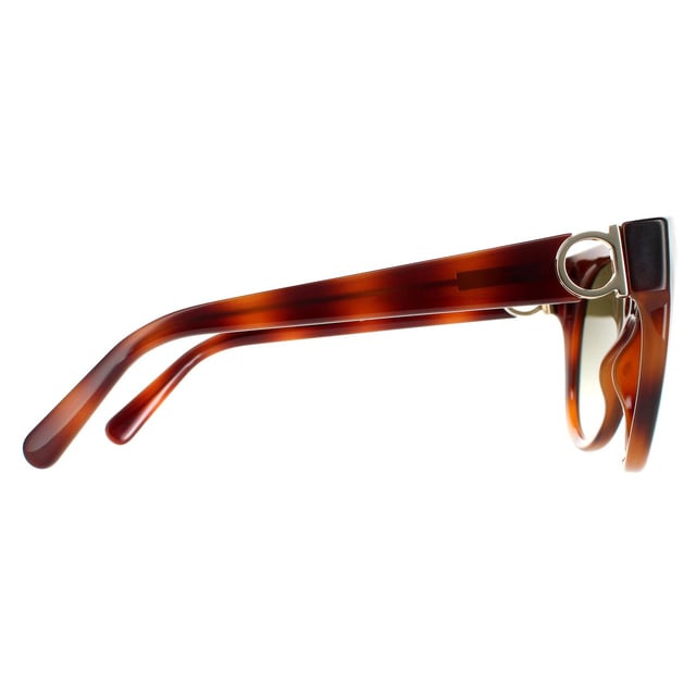 Las gafas de sol Salvatore Ferragamo Cat Eye Ladies Tortoise Green SF1031S son un elegante estilo ojo de gato fabricado en acetato ligero. El logotipo de Salvatore Ferragamo incorpora las patillas para autenticidad de la marca.