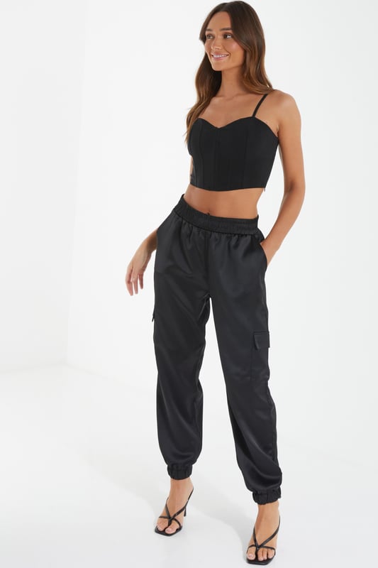Satin combat hotsell trousers