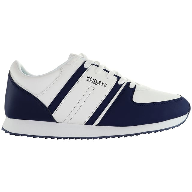 The Henleys Renner Men's Running Trainers are crafted to optimize your running performance while keeping you stylish and comfortable throughout your workouts. Here are the key features of these exceptional trainers:

 Modern Design:  The Renner trainers feature a contemporary design that seamlessly blends style with functionality, making them a perfect choice for both athletic activities and casual wear.

 Breathable Upper:  Engineered with a breathable mesh upper, these trainers ensure maximum airflow to keep your feet cool and dry, even during intense runs or workouts.

 Lightweight Construction:  Built with lightweight materials, the Renner trainers offer a feather-light feel, allowing for effortless movement and agility on the track or treadmill.

 Responsive Cushioning:  Equipped with responsive cushioning in the midsole, these trainers provide excellent shock absorption and energy return, helping to reduce fatigue and enhance your performance.

 Durable Outsole:  The durable rubber outsole of the Renner trainers offers exceptional traction and grip on various surfaces, ensuring stability and confidence with every stride.