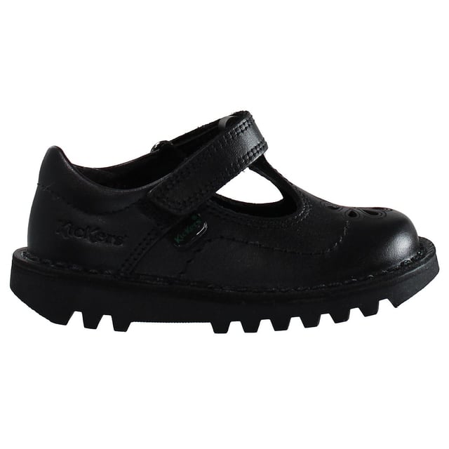 Kickers T-Bar Flutter Strap Up Zwart Glad Leer Kinderschoenen 1_14122