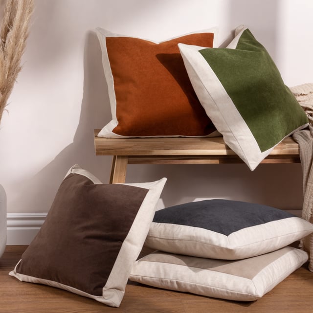 Simple but effective, the minimalistic Auden cushion is made from opulent washed velvet for bags of effortless comfort. It comes in a range of earthy organic tones, which allow you to create a relaxing, Japandi feel to your home. The distinctive washed velvet panel has a matte effect finish and a linen look fabric case, making the Auden cushion an ideal addition to any minimal interior style.