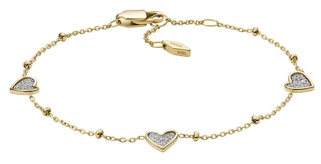 This dazzling Bracelet for Women from Fossil Jewellery is the perfect gift to spoil yourself or a loved one. The Bracelet is made out of Stainless Steel, colored Gold at Length: 16.5 cm weighing in at 3 grams with a Width of 0.6 cm at its widest point. The Fossil Jewellery 'Sutton' Women's Stainless Steel Bracelet - Gold JF03940710 is delivered in a stunning gift box and carries a two year warranty.