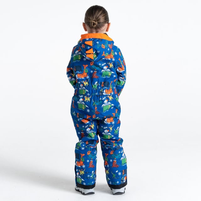 Recycled waterproof & breathable fabric - Ared 10,000. Durable water repellent finish. Taped seams for complete waterproof protection. Recycled high warmth padding. Fun character design. Ski features (incl snow gaitors and a zip gusset at hem). Grown on hood with animal character ears. Centre front zip with inner zip and chin guard. Elasticated waist. Adjustable cuffs. 2 x side pockets. Articulated knee design for unrestricted movement. Reinforced binding at hem. Tab up hem for when boots are off. Grow cuffs at hem. Reflective details for enhanced visibility.