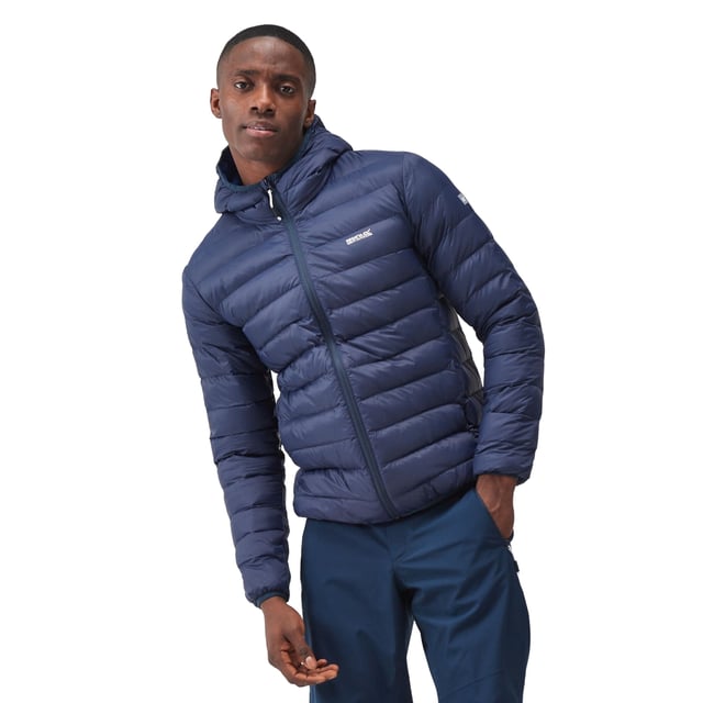 Material: 100% Polyamide. Fabric: Baffled, Synthetic Down Touch. Design: Logo. Fabric Technology: DWR Finish, Insulating, Lightweight. Neckline: Hooded. Sleeve-Type: Long-Sleeved. Padded. Cuff: Stretch Binding. Hood Features: Grown On Hood, Stretch Binding. Pockets: 2 Lower Pockets, Zip. Fastening: Full Zip. Hem: Stretch Binding. Denier: 20D. Sustainability: Feather-Free, Made from Recycled Materials.