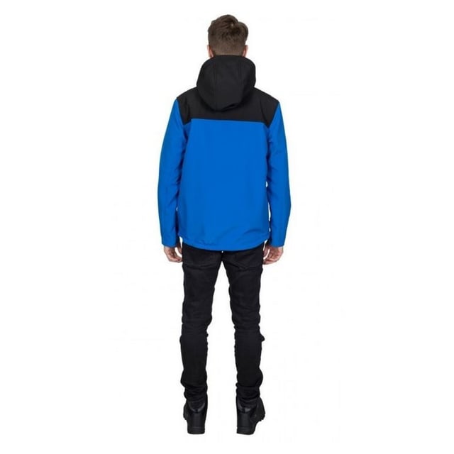 Softshell Verstelbare afristbare capuchon 3 zakken met rits Platte manchet met tab Kin bescherming Trekkoord bij de zoom Waterdicht 8000 mm, ademend mvp, winddicht 94% polyester, 6% elastaan, TPU-membraan Borstomvang Trespass heren (ongeveer): S - 89-94cm, M - 96.5-101.5cm, L - 104-109cm, XL - 111.5-117cm, XXL - 117-122cm, 3XL - 122-127cm.