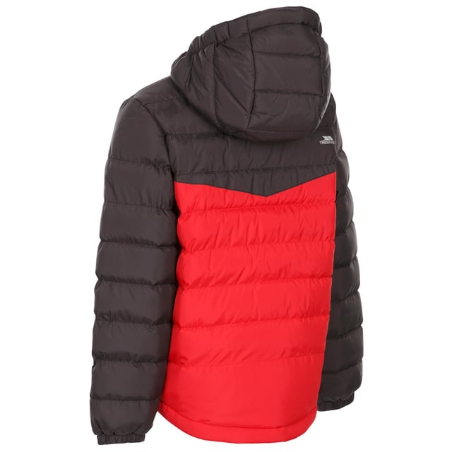 Steppjacke für Kinder. Angewachsene Kapuze. 2 Taschen. Kontrastfarbiger Reißverschluss. Wasser- und windabweisend. 100% Polyester. Bitte beachten Sie: Fällt in Ihrer normalen Größe aus.