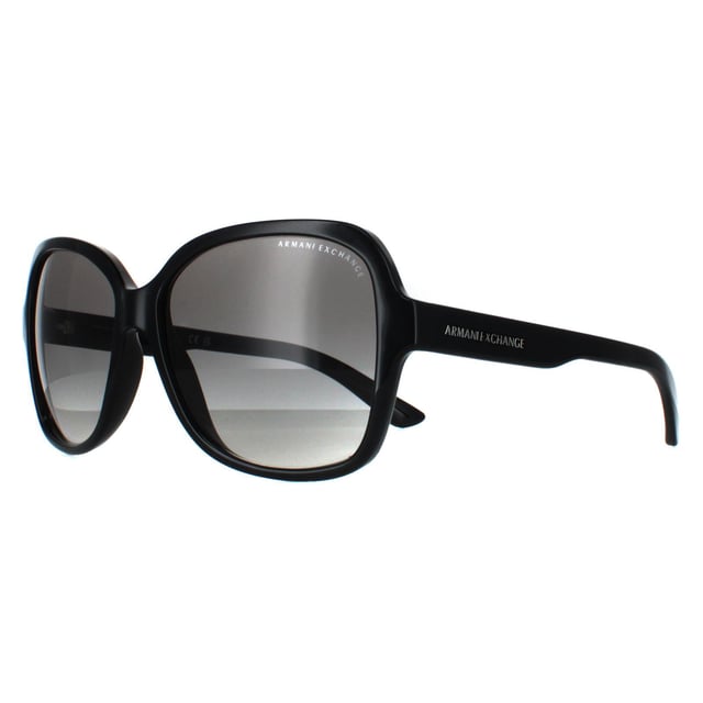 Armani Exchange Butterfly Womens Shiny Black Grey Gradient AX4029S  Sunglasses effortlessly fuse contemporary elegance with urban chic. Their sleek frame embodies a perfect blend of modern design and timeless sophistication, perfect for any occasion.