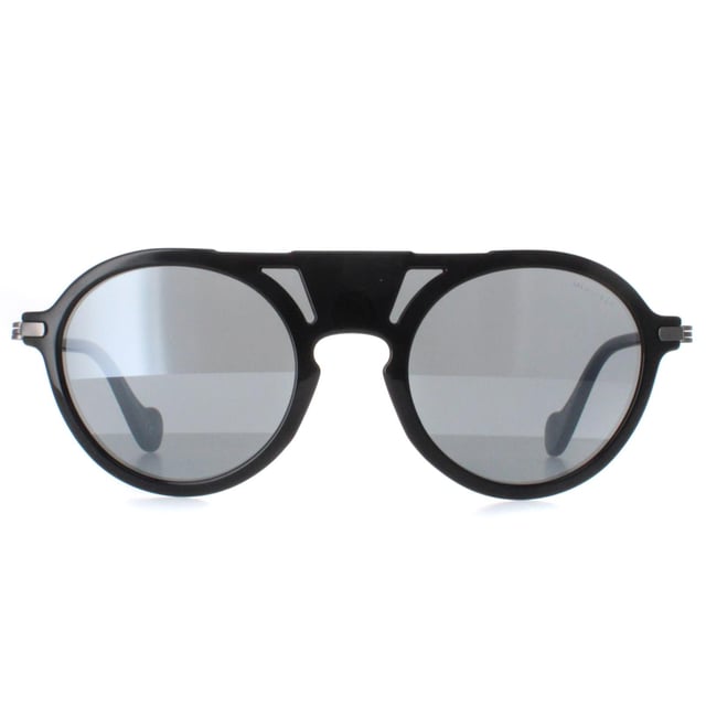 Moncler Round Mens Black Grey Mirror ML0053  Sunglasses boast a sleek and sophisticated design that effortlessly elevates any look. The lightweight acetate frame offers durability and comfort, while the lenses provide optimal clarity and protection against harmful UV rays.