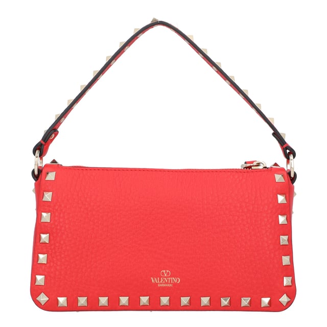 VALENTINO GARAVANI ROCKSTUD Small crossbody bag in grained calfskin Iconic hook closure reinterpreted with stopper zip pull
- Metallic effect rivets and accessories
- Double closure: zipper and hook
- With handles and detachable shoulder strap, can be carried on the shoulder, crossbody or by hand
- Internal card slot
- Strap drop: 55 cm (vertical height from the middle of the strap to the top of the bag)
- Dimensions: W19 x H13 x D7 cm