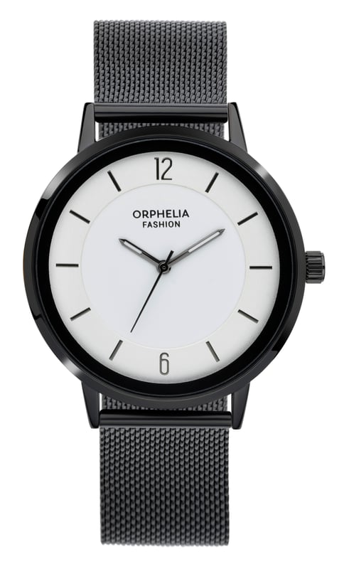 Een herenhorloge met lederen armband. (gedragen). – N.V Een herenhorloge met lederen armband. (gedragen). – N.V