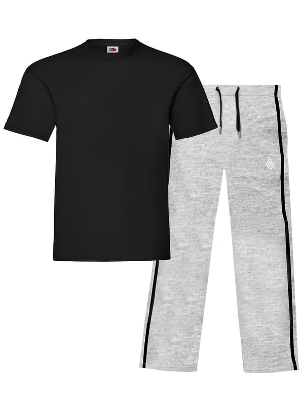 The Original Fruit of the Loom Short Sleeves T Shirts Crew neck tee with Taped Neckline for added comfort. Twin needle stitching detail on neck, sleeves and hem. Produced using Belcoro Yarn for softer feel Tshirt. Paired With Enzo Mens Relaxed Comfortable Loungewear Pants. Adjustable Drawstring and Elastic Waistband. 2 Side Pocket Design with Contrasting Stripes to Side Branded Stitching