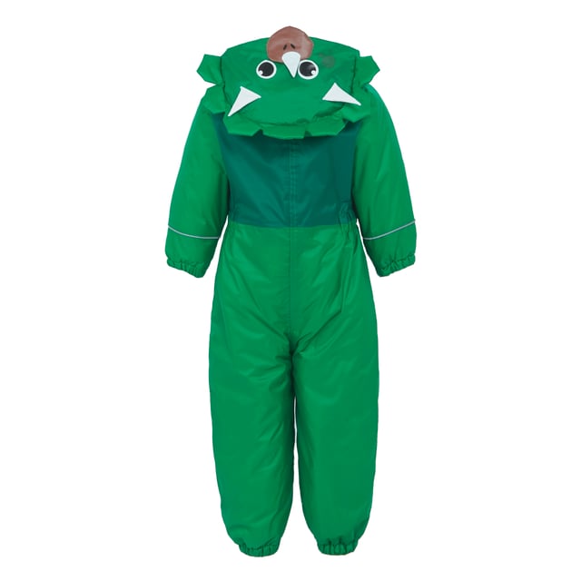 Regatta Childrens/Kids Mudplay III Dinosaur Waterproof Puddle Suit (Jelly Bean) 100% Polyester. Material: Polyester. Fabric: Isolite. Design: Dinosaur, Logo. Lining: Fleece. Trim: Reflective. Hem: Elasticated. Waistline: Elasticated. Cuff: Elasticated. Neckline: Hooded. Sleeve-Type: Long-Sleeved. Hood Features: Animal Ears, Grown On Hood. Breathable, Insulated, Taped Seams, Water Repellent, Waterproof. Fastening: Full Zip. 5000g/m²/24hrs. Weather Resistant.