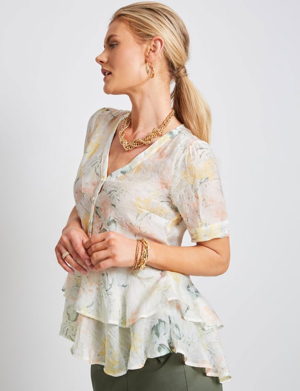 Double layer peplum top sales