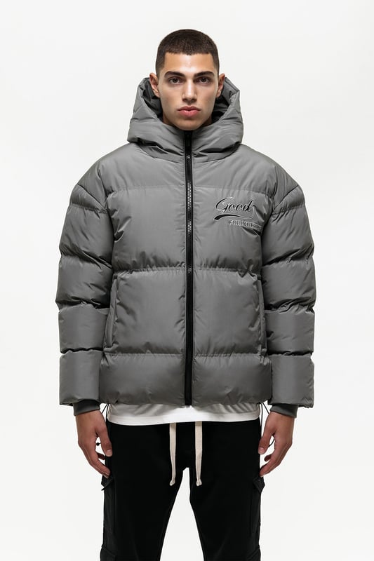 Green Zip Through Funnel Neck Hooded Puffer Jacket