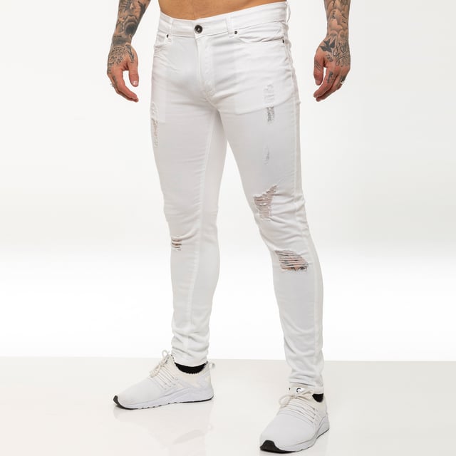 Mens stretch ripped hotsell jeans