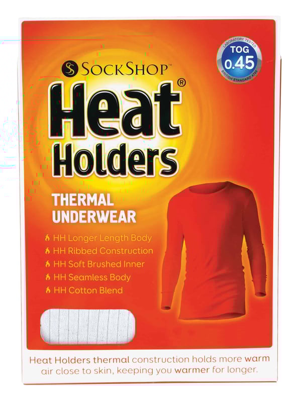 For over ten years Heat Holders have been creating exceptional warm gear which you can count on for heat, comfort and protection. Heat Holders thermal construction holds more warm air close to the skin, and helps to retain heat to keep you warmer for longer. Heat Holders thermal underwear is the perfect underwear set for layering, with its easy fitting design for under your clothes. This helps make a smooth slim-fitting thermal base layer for the colder days; where one layer isn't enough! This thermal underwear set has a comfortable TOG rating of 0.45, adding that crucial extra layer of warmth. The higher the TOG, the better the garment will keep you warm. The ribbed construction of this thermal underwear has been designed so that it effortlessly shapes to the bodies natural contours - helping to provide the best fit possible. This makes it hardly noticeable under your clothing. The base layer is made of a cotton-rich blend, which gives you natural softness, and warmth, for all-day wear, making it also very lightweight. This shirt has a longer body length so that the vest is able to be tucked in to stop cold drafts. It also has a seamless body, which reduces the risk of irritation for all-day comfort. The thermal underwear set comes in 2 colours of Charcoal, and White. This top is available in sizes M-2XL. This long sleeve top is made from 53% Polyester, 47% Cotton and is safely machine washable.